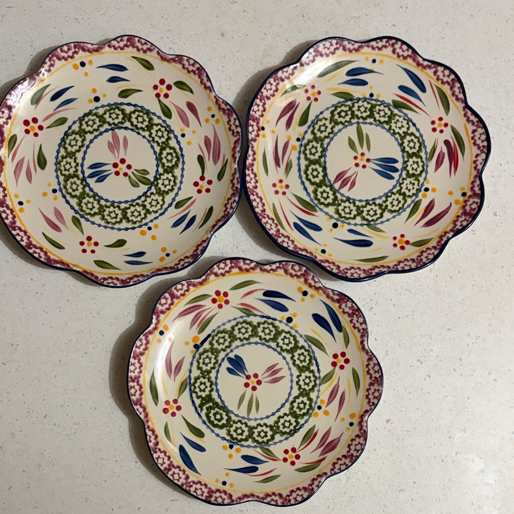 Temp-Tations Old World Salad/Dessert Plates Set of 3 - Multicolor
